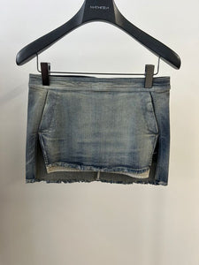 RICK OWENS - Denim Skirt - Fog Cutoff Mini - AW25 - 76 DIRTY HUSTLER